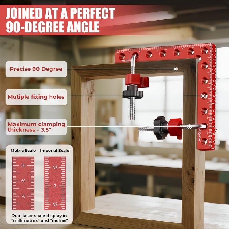 WenCrew Corner Clamps for Woodworking, 4pcs 90 Degree Right Angle Clamp 5.5" Aluminum Alloy Clamping Positioning Squares Woodworking Tools for Frame, Box, Drawer, Cabinets, Gifts for Men Dad - Image 4